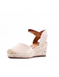 Mixed material wedge sandal for women