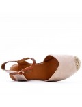 Mixed material wedge sandal for women