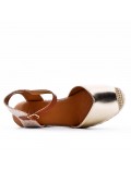 Mixed material wedge sandal for women