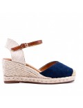 Mixed material wedge sandal for women