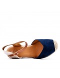 Mixed material wedge sandal for women