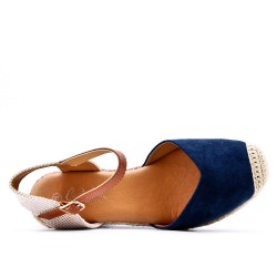 Mixed material wedge sandal for women