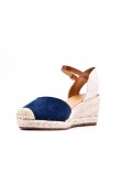 Mixed material wedge sandal for women