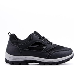 Lace-up basket in faux leather for men