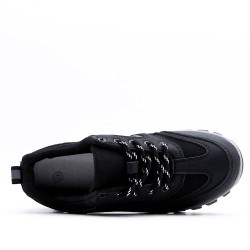 Lace-up basket in faux leather for men