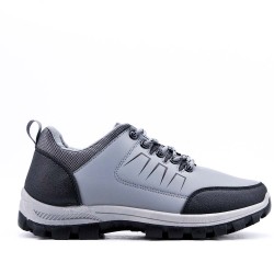 Lace-up basket in faux leather for men