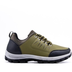 Lace-up basket in faux leather for men