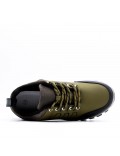 Lace-up basket in faux leather for men