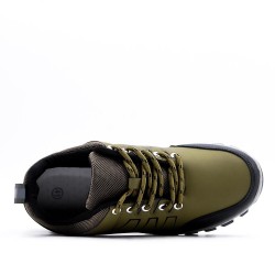 Lace-up basket in faux leather for men