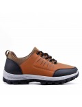 Lace-up basket in faux leather for men