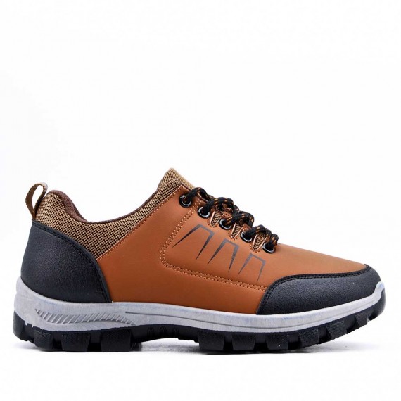 Lace-up basket in faux leather for men