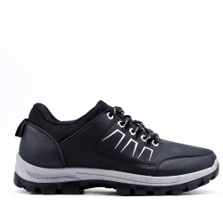 Lace-up basket in faux leather for men