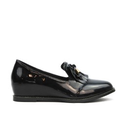 Mocassin fille noir à frange
