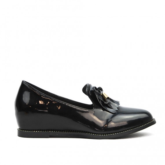 Mocassin fille noir à frange