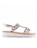 Sandales femme strass confortable en simili cuir