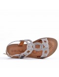 Sandales femme strass confortable en simili cuir