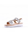 Sandales femme strass confortable en simili cuir