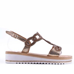 Women's sandals rhinestone in faux leather