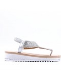 Sandales femme strass confortable en simili cuir