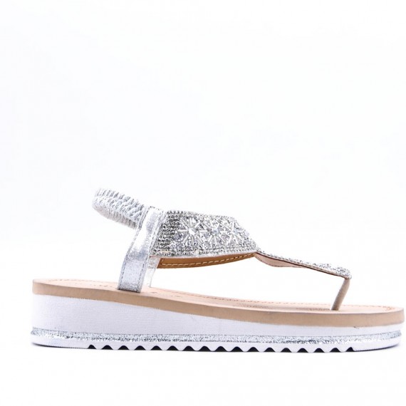 Sandales femme strass confortable en simili cuir