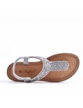 Sandales femme strass confortable en simili cuir