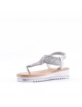 Sandales femme strass confortable en simili cuir