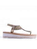 Sandales femme strass confortable en simili cuir