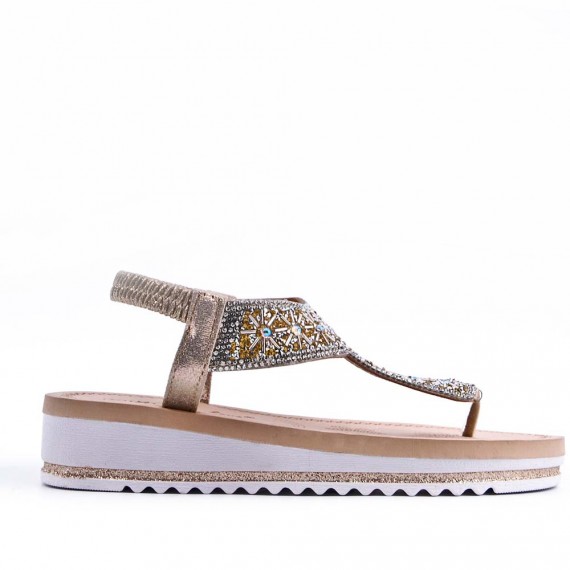 Sandales femme strass confortable en simili cuir