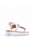 Sandales femme strass confortable en simili cuir