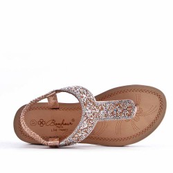 Sandales femme strass confortable en simili cuir