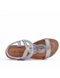 Sandales femme strass confortable en simili cuir