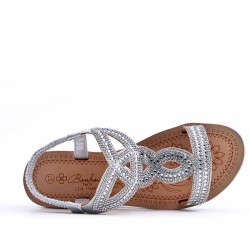 Sandales femme strass confortable en simili cuir