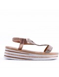 Sandales femme strass confortable en simili cuir