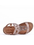 Sandales femme strass confortable en simili cuir