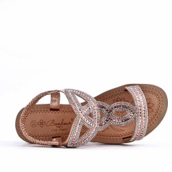 Sandales femme strass confortable en simili cuir