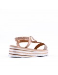 Sandales femme strass confortable en simili cuir