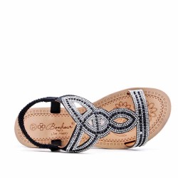 Sandales femme strass confortable en simili cuir