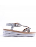 Sandales femme strass confortable en simili cuir