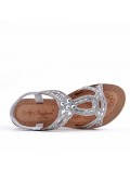 Sandales femme strass confortable en simili cuir