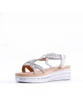 Sandales femme strass confortable en simili cuir