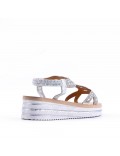 Sandales femme strass confortable en simili cuir