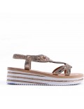 Sandales femme strass confortable en simili cuir