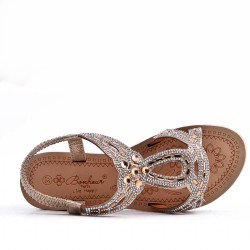 Sandales femme strass confortable en simili cuir