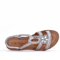 Sandales femme strass confortable en simili cuir