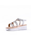 Sandales femme strass confortable en simili cuir