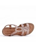 Sandales femme strass confortable en simili cuir