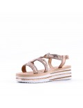 Sandales femme strass confortable en simili cuir