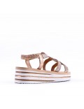 Sandales femme strass confortable en simili cuir