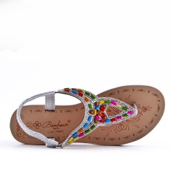 Women's sandals rhinestone in faux leather