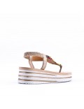 Sandales femme strass confortable en simili cuir